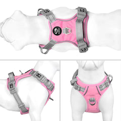 PHOEPET arnés ajustable reflectante gris y rosa para mayor visibilidad