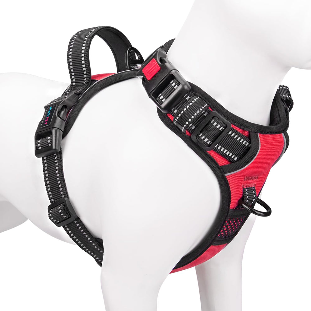 PHOEPET arnés reflectante para perro de talla grande, ideal para paseos nocturnos seguros.