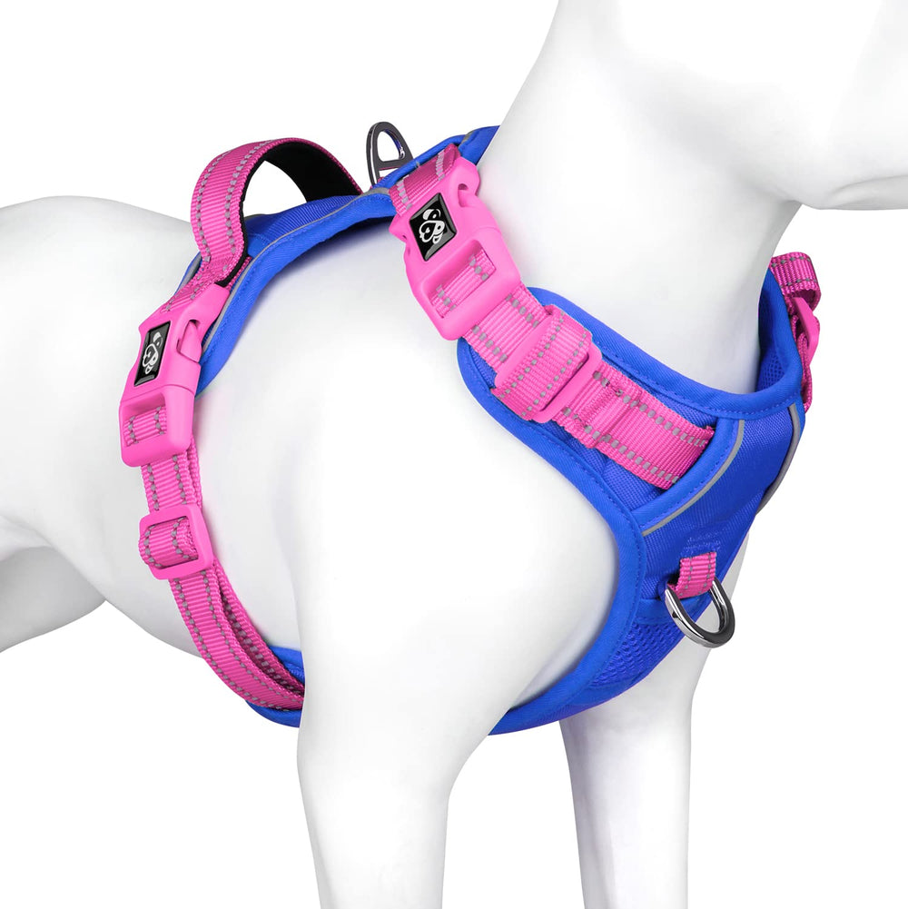 PHOEPET arnés sin tirón azul royal con reflejo para paseos seguros
