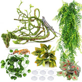 PietyPet hojas-planta reptil flexible para terrario, refugio seguro y aspecto natural.