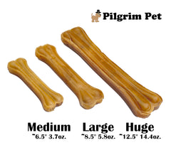 Pilgrim Pet hueso de cuero crudo comprimido, sin sabores ni conservantes.