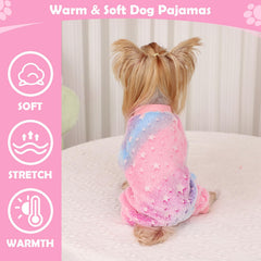 Pijama PinkBow para perro pequeño con patas elásticas para ajuste cómodo.