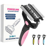 PINKIELINK 3-en-1 rastrillo-subpelo para eliminar pelos sueltos sin irritar la piel.