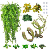 PINVNBY plantas para reptiles con hojas grandes colgantes, refugio natural en el terrario.