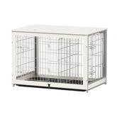 Piskyet caja para perro con divisor integrada en mueble blanco