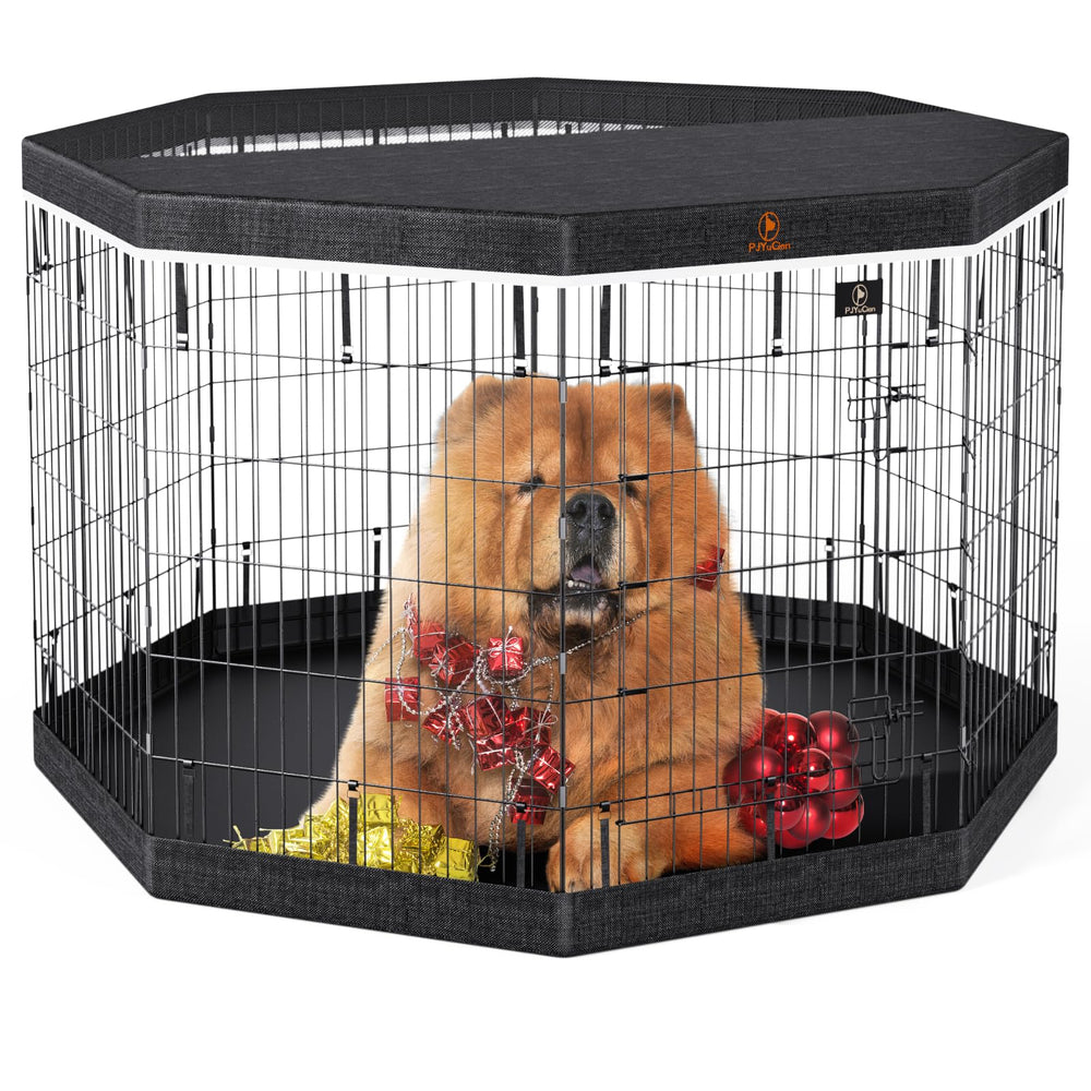 PJYuCien jaula para perros con 8 paneles de 42 pulgadas, espacio de juego seguro.