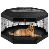 PJYuCien perrera canina de 8 paneles en metal plegable para uso interior y exterior.