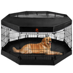 PJYuCien perrera canina de 8 paneles en metal plegable para uso interior y exterior.