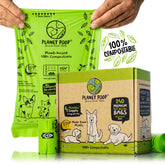 PLANET POOP bolsas compostables en rollo para perros y gatos, opción ecológica para paseos.