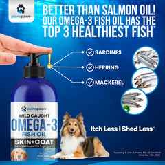 Planopaws Omega 3 para perros, servir-en-comida promueve pelaje suave y cómodo.