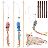 Plant Castle cat wand toy con lazo pez para juego interactivo