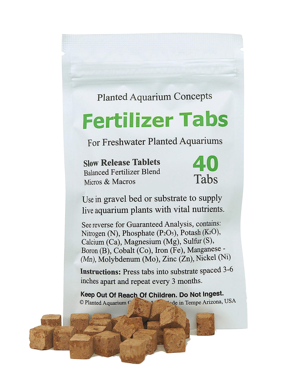 Tabletas fertilizantes para raíces de Planted Aquarium Concepts, liberación lenta para plantas sanas.