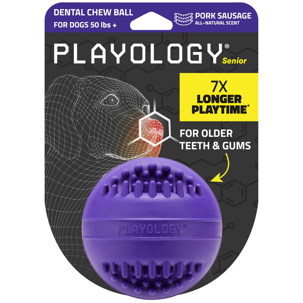 Playology bola dental jumbo para perros, limpieza suave de encías durante la masticación