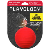 Playology bola doble capa con foco en durabilidad para masticadores grandes.