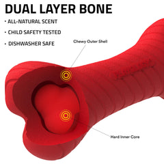 Playology Hueso de Doble Capa, interior duro, resistencia para mordedores grandes.