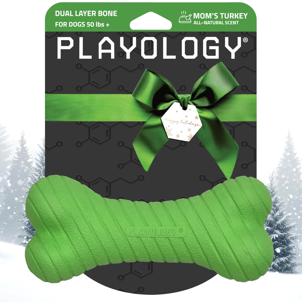 Playology hueso doble capa jumbo con aroma natural para masticar más tiempo.
