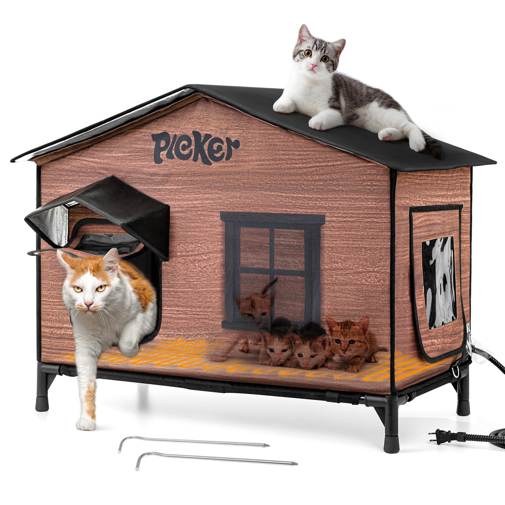 PLEKER casa-gatos-exterior-caliente-31-5: refugio cálido para inviernos fríos
