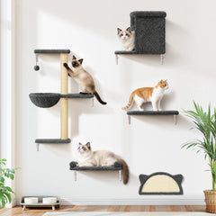 PLEKER estantes de pared para gatos 5 en 1: seguridad y estilo en altura