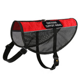 PLUTUS PET chaleco apoyo emocional perro ventilado en color rojo para viajes y paseos.