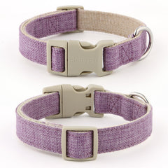 PLUTUS PET collar lavanda algodón cáñamo, suave para piel sensible del perro.