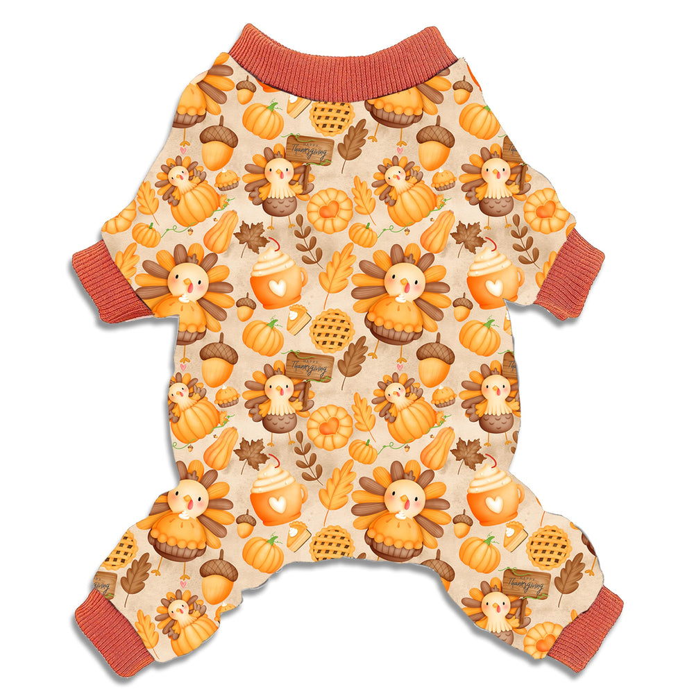 Pohshido pijama para perro con diseño de pavo festivo, ideal para fotos de Thanksgiving