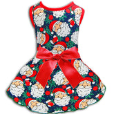 Pohshido vestido navideño para perros con Papá Noel y lazo brillante, ideal para sesiones.