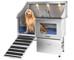 POLIMO estación de lavado para perros con LED, baño espacioso y claro