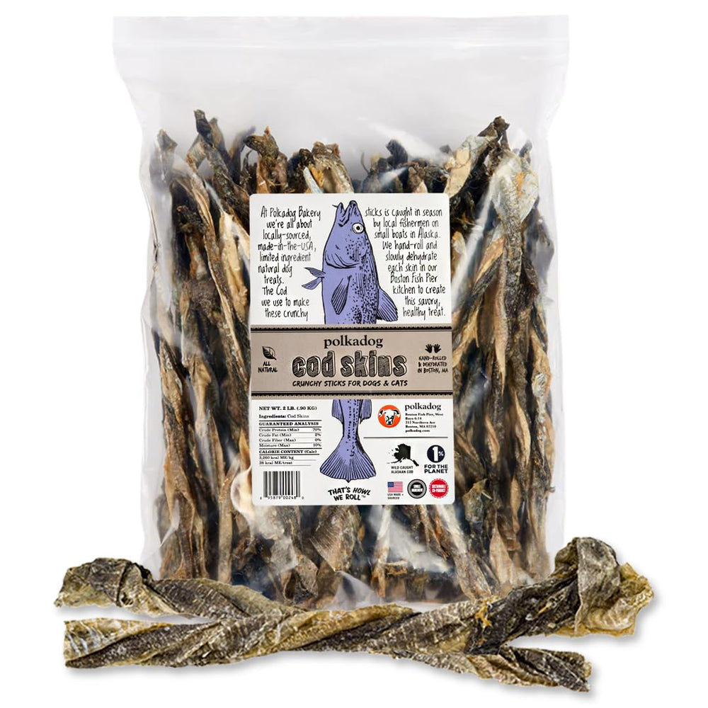 Polkadog piel de bacalao 2 lb: empaque práctico para perros activos