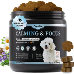POPPAW Golosinas Calmantes en frasco para perros, apoyo suave para la calma diaria