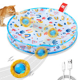 Potaroma bola movimiento rápido en la alfombra de juego, entretenimiento dinámico para gatos.