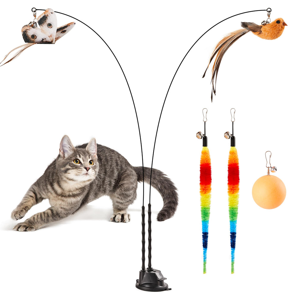 Potaroma varita con ventosa y base carbón, juego estable para gatos.
