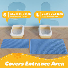 Powools alfombrilla para arenero azul, base impermeable evita goteos y facilita la limpieza diaria.