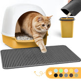Powools Alfombrilla para arena de gatos gris oscuro, atrapa arena y reduce la suciedad.