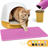 Powools alfombrilla para arena de gato con doble capa rosa, captura arena y facilita la limpieza