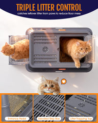 Powools caja de arena de acero inoxidable con interior amplio para gatos.