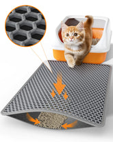 Powools Cat Litter Mat vista superior de doble capa que atrapa la arena