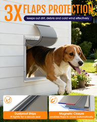 Powools Puerta para perro en pared con capas magnéticas triple para bloqueo eficaz.
