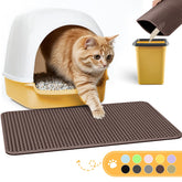 Powools tapete de arena para gatos, doble capa, captura la arena y facilita la limpieza.