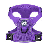 Arnés reflectivo de PoyPet con malla suave para XS, ideal para caminatas nocturnas.