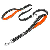 PoyPet correa 5 pies con cinturón de seguridad para coche, color naranja, ideal para viajes seguros.