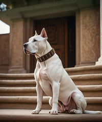 PP COLOR collar de cuero genuino, tacto suave y duradero para perros grandes.