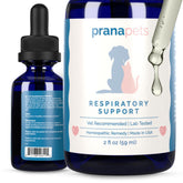 PranaPets suplemento-respiratorio-botella: promueve función respiratoria estable en perros y gatos.