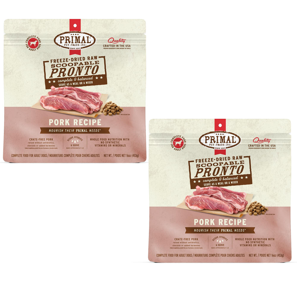 Primal Freeze Dried Nuggets de cerdo para perros, alimento completo para cada comida.