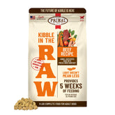 Primal Kibble en The Raw, res liofilizada en bolsa, proteína cruda para energía diaria.