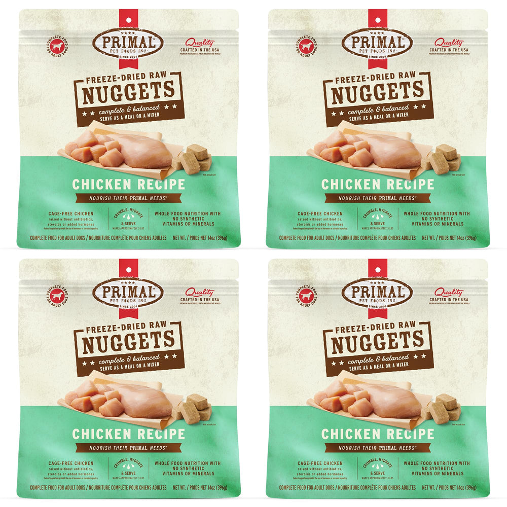 Primal Nuggets pollo deshidratados en empaque premium para alimentar