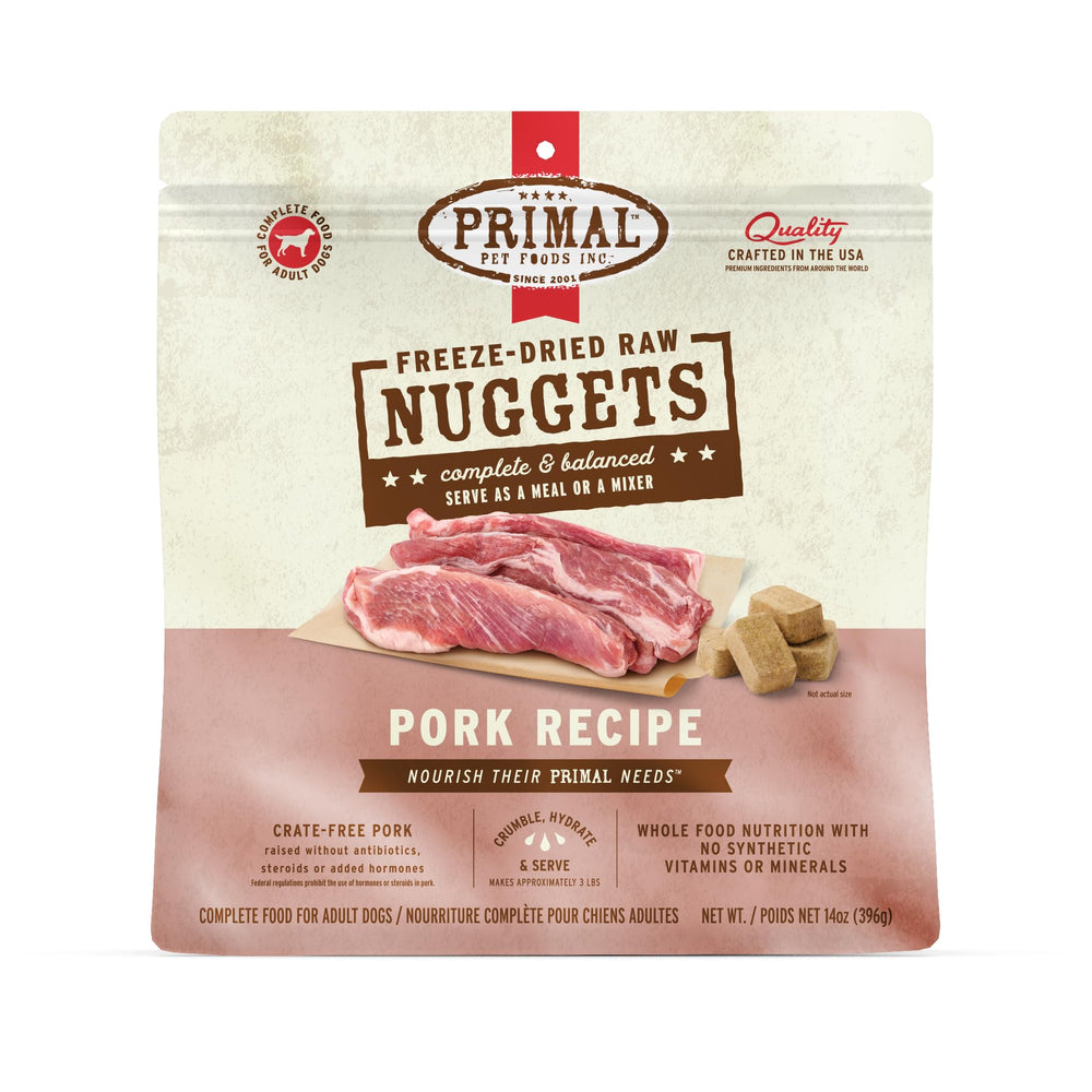 Primal Pet Foods cerdo: ingredientes reales sin granos para nutrición equilibrada.