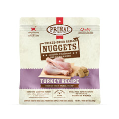 Nuggets de pavo Primal en empaque, fácil de comprar y almacenar.