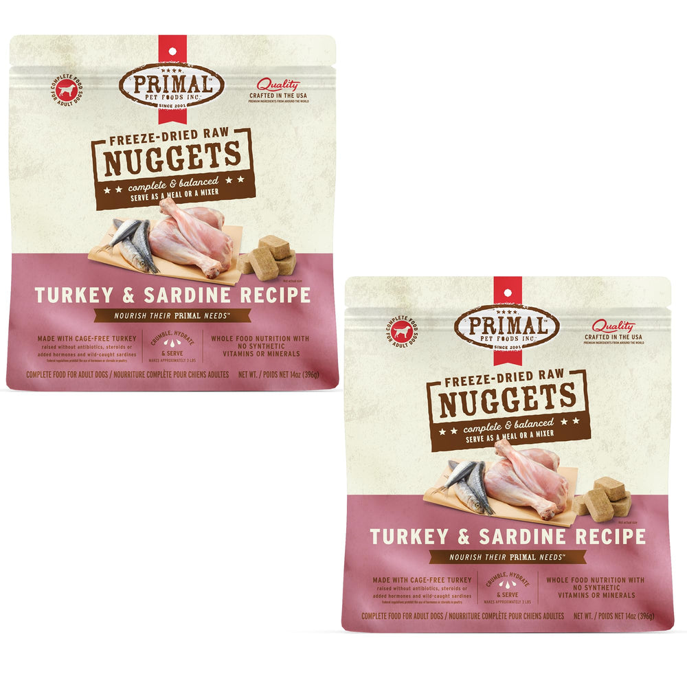 Primal Pet Foods: nuggets pavo-sardina para alimento completo.