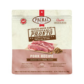 Primal Pronto Mini Nuggets cerdo en envase, fácil de servir para perros activos.