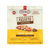 Primal Pet Foods Pronto Mini Nuggets, empaque práctico para almacenamiento y servicio.